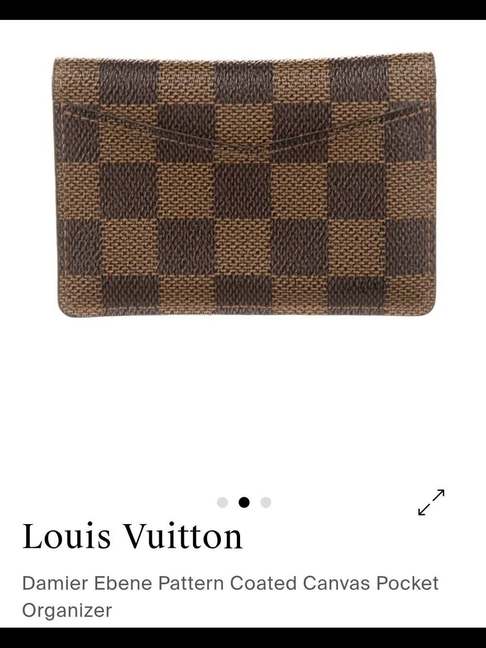 Louis Vuitton Damier Ebene Brown Canvas Pocket Organizer